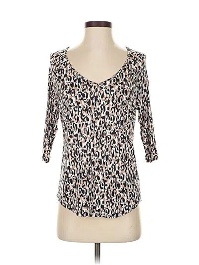 Pre-owned Liz Claiborne 3/4 Sleeve T-shirt In White