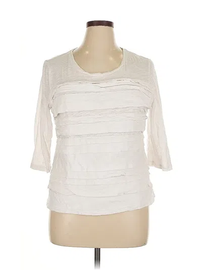 Pre-owned Liz Claiborne 3/4 Sleeve T-shirt In White