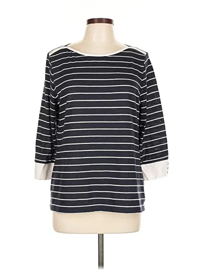 Pre-owned Liz Claiborne 3/4 Sleeve Top Black Boatneck Tops