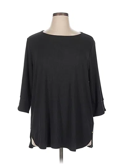 Pre-owned Liz Claiborne 3/4 Sleeve Top Black Boatneck Tops