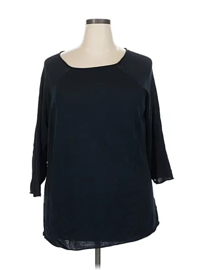 Pre-owned Liz Claiborne 3/4 Sleeve Top Black Boatneck Tops