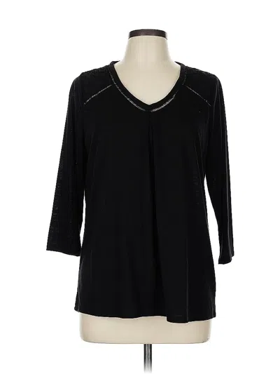 Pre-owned Liz Claiborne 3/4 Sleeve Top Black V Neck Tops