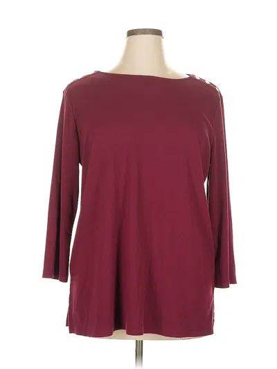 Pre-owned Liz Claiborne 3/4 Sleeve Top Burgundy Boatneck Tops