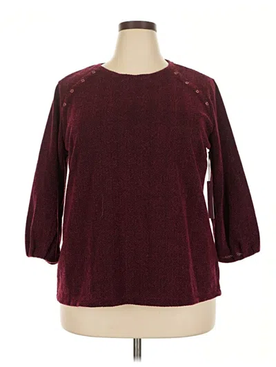Pre-owned Liz Claiborne 3/4 Sleeve Top Burgundy Boatneck Tops