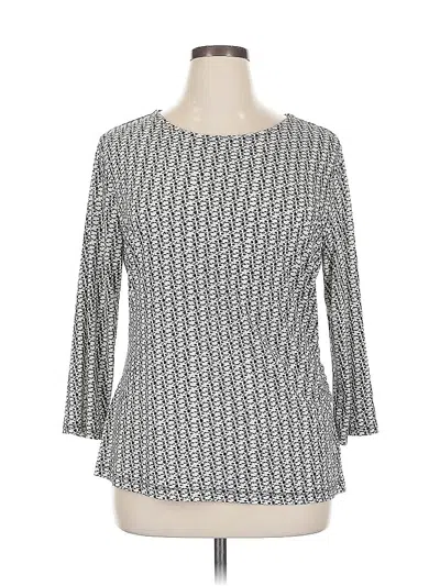 Pre-owned Liz Claiborne 3/4 Sleeve Top Gray Boatneck Tops