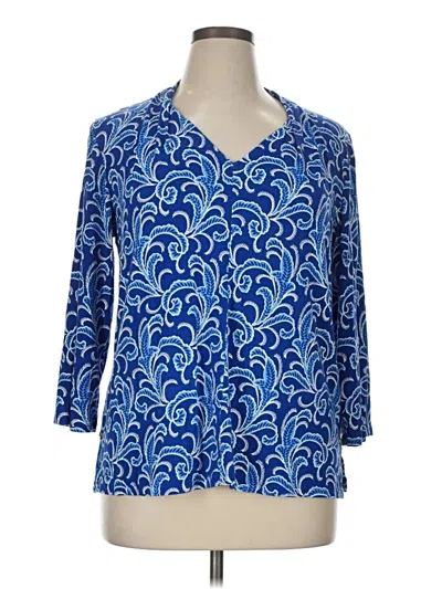 Pre-owned Liz Claiborne 3/4 Sleeve T-shirt In Blue
