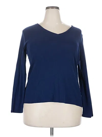Pre-owned Liz Claiborne 3/4 Sleeve T-shirt In Blue