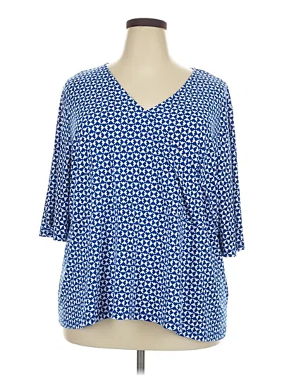 Pre-owned Liz Claiborne 3/4 Sleeve T-shirt In Blue