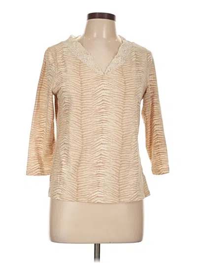 Pre-owned Liz Claiborne 3/4 Sleeve T-shirt In Brown