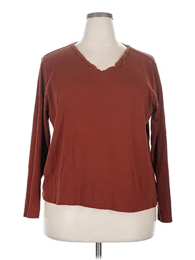 Pre-owned Liz Claiborne 3/4 Sleeve T-shirt In Brown