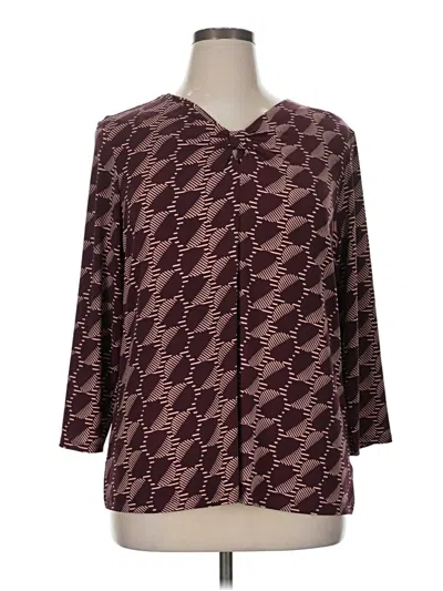 Pre-owned Liz Claiborne 3/4 Sleeve T-shirt In Burgundy