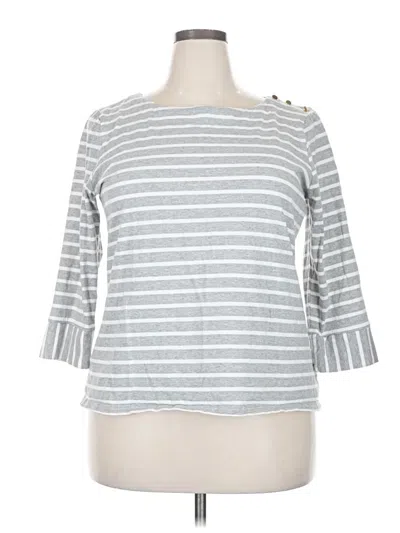 Pre-owned Liz Claiborne 3/4 Sleeve T-shirt In Gray