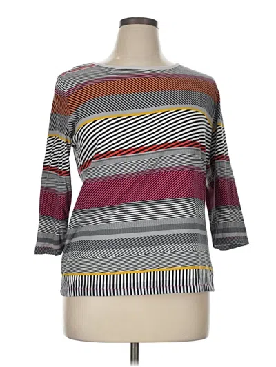 Pre-owned Liz Claiborne 3/4 Sleeve T-shirt In Gray