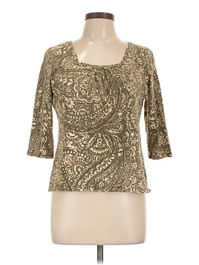 Pre-owned Liz Claiborne 3/4 Sleeve T-shirt In Green