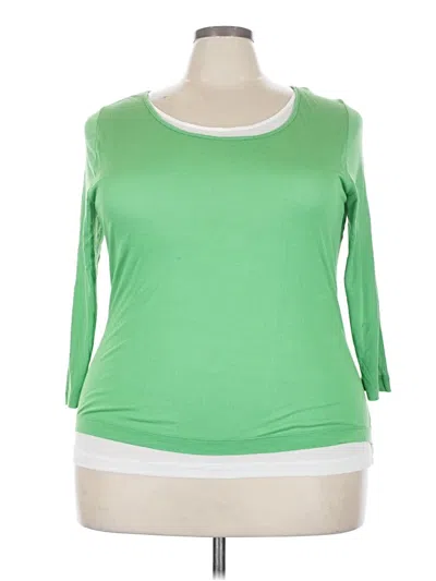 Pre-owned Liz Claiborne 3/4 Sleeve T-shirt In Green