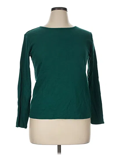 Pre-owned Liz Claiborne 3/4 Sleeve T-shirt In Green
