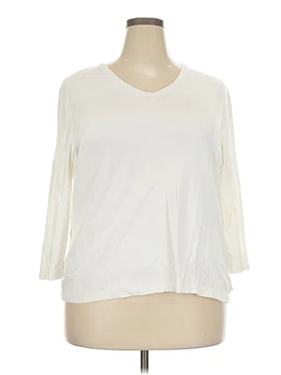 Pre-owned Liz Claiborne 3/4 Sleeve T-shirt In Ivory