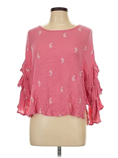 Pre-owned Liz Claiborne 3/4 Sleeve T-shirt In Pink