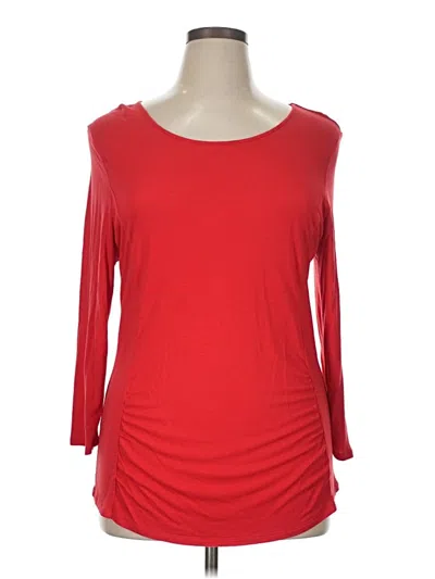 Pre-owned Liz Claiborne 3/4 Sleeve T-shirt In Red