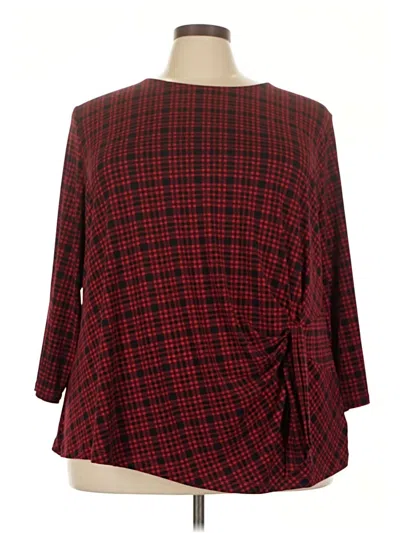 Pre-owned Liz Claiborne 3/4 Sleeve T-shirt In Red