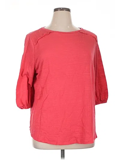 Pre-owned Liz Claiborne 3/4 Sleeve T-shirt In Red
