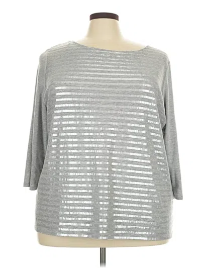 Pre-owned Liz Claiborne 3/4 Sleeve T-shirt In Silver