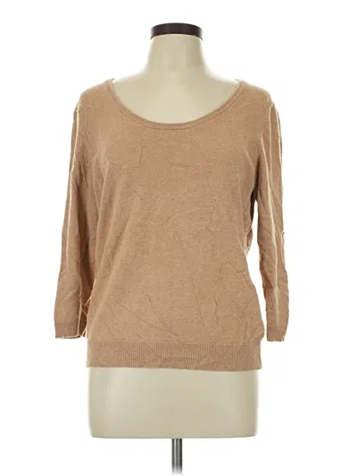 Pre-owned Liz Claiborne 3/4 Sleeve T-shirt In Tan