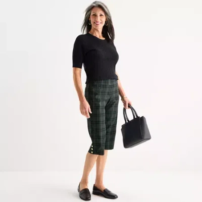 Liz Claiborne Alyssa Cropped Womens Straight Mid Rise Pull-on Pant In Black