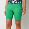 Liz Claiborne Amber Womens Mid Rise Pull-on Short In Green