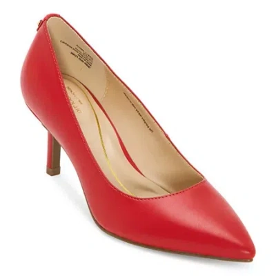 Liz Claiborne Amelia Womens Pointed Closed Toe Kitten Heel Pumps In Red