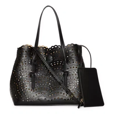Liz Claiborne Antonia Laser Cut Satchel In Black