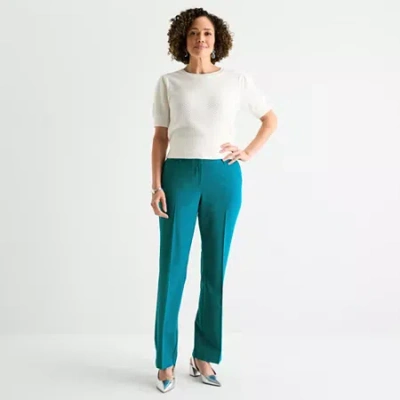 Liz Claiborne Audra Tailored Curvy Womens Mid Rise Straight Curvy Pant In Blue