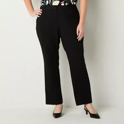 Liz Claiborne Audra Tailored Curvy Womens Straight Mid Rise Trouser In Black