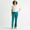 Liz Claiborne Audra Tailored Curvy Womens Straight Mid Rise Trouser In Blue