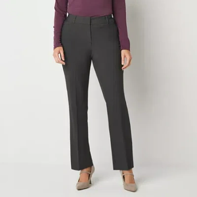 Liz Claiborne Audra Tailored Curvy Womens Straight Mid Rise Trouser In Gray