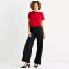 Liz Claiborne Audra Tailored Womens Wide Leg Mid Rise Trouser In Black