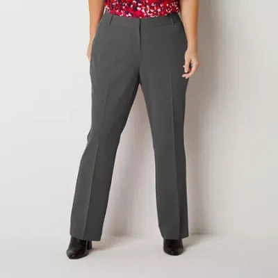 Liz Claiborne Audra Womens Straight Mid Rise Trouser In Gray