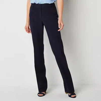 Liz Claiborne Audra Womens Tall Straight Mid Rise Trouser In Blue