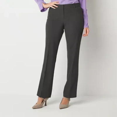 Liz Claiborne Audra Womens Tall Straight Mid Rise Trouser In Gray