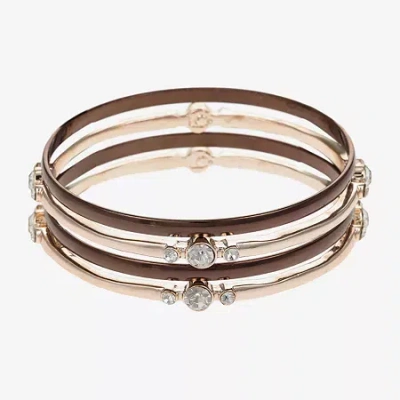 Liz Claiborne Bangle Womens 4-pc. Glass Bracelet Set In Brown