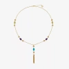 Liz Claiborne Beaded Tassel Womens 30 Inch Pendant Necklace In Gold