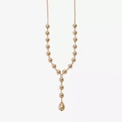 Liz Claiborne Beaded Womens 17 Inch Y Necklace In Gold