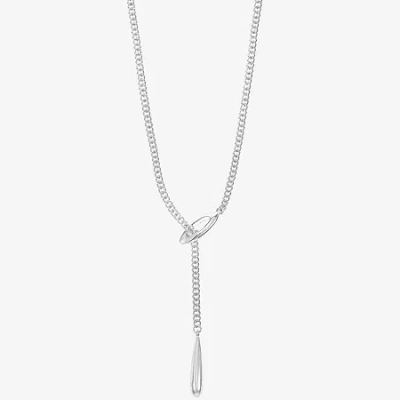 Liz Claiborne Bolo Adjustable Womens 17 Inch Y Necklace In Silver