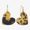 Liz Claiborne Brown & Black Womens Heart Drop Earrings In Gold