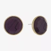 Liz Claiborne Button 18mm Circle Stud Earrings In Brown