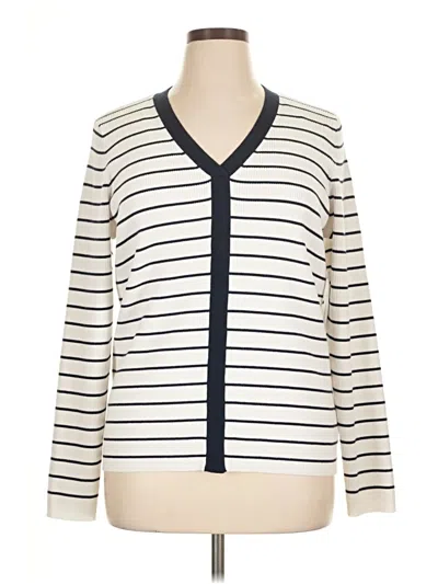 Pre-owned Liz Claiborne Cardigan Sweater In White