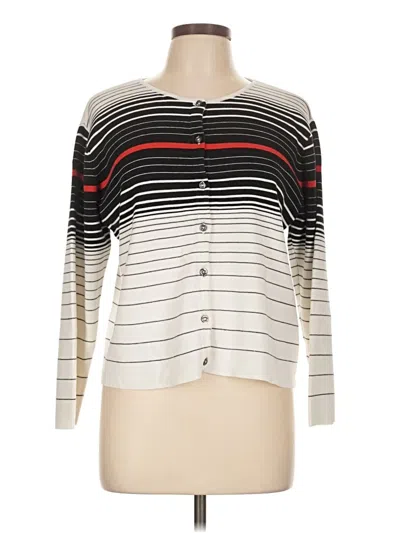 Pre-owned Liz Claiborne Cardigan Sweater In White