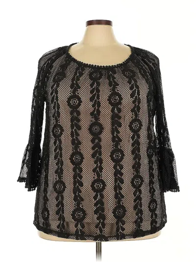 Pre-owned Liz Claiborne Career 3/4 Sleeve Blouse In Black