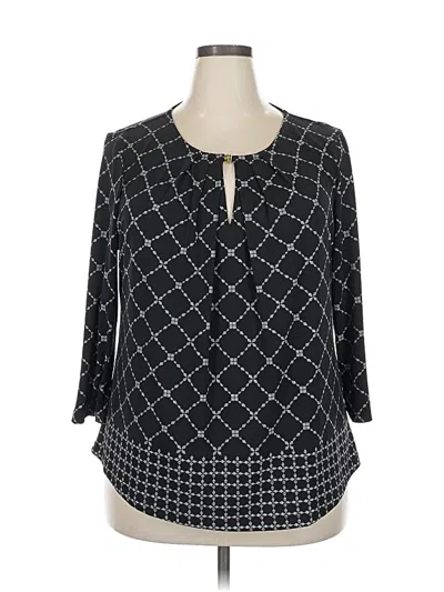 Pre-owned Liz Claiborne Career 3/4 Sleeve Blouse In Black