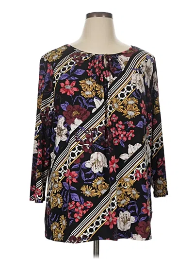 Pre-owned Liz Claiborne Career 3/4 Sleeve Blouse In Black
